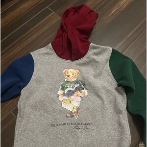 polo ralph lauren bear hoodie // size: kids M